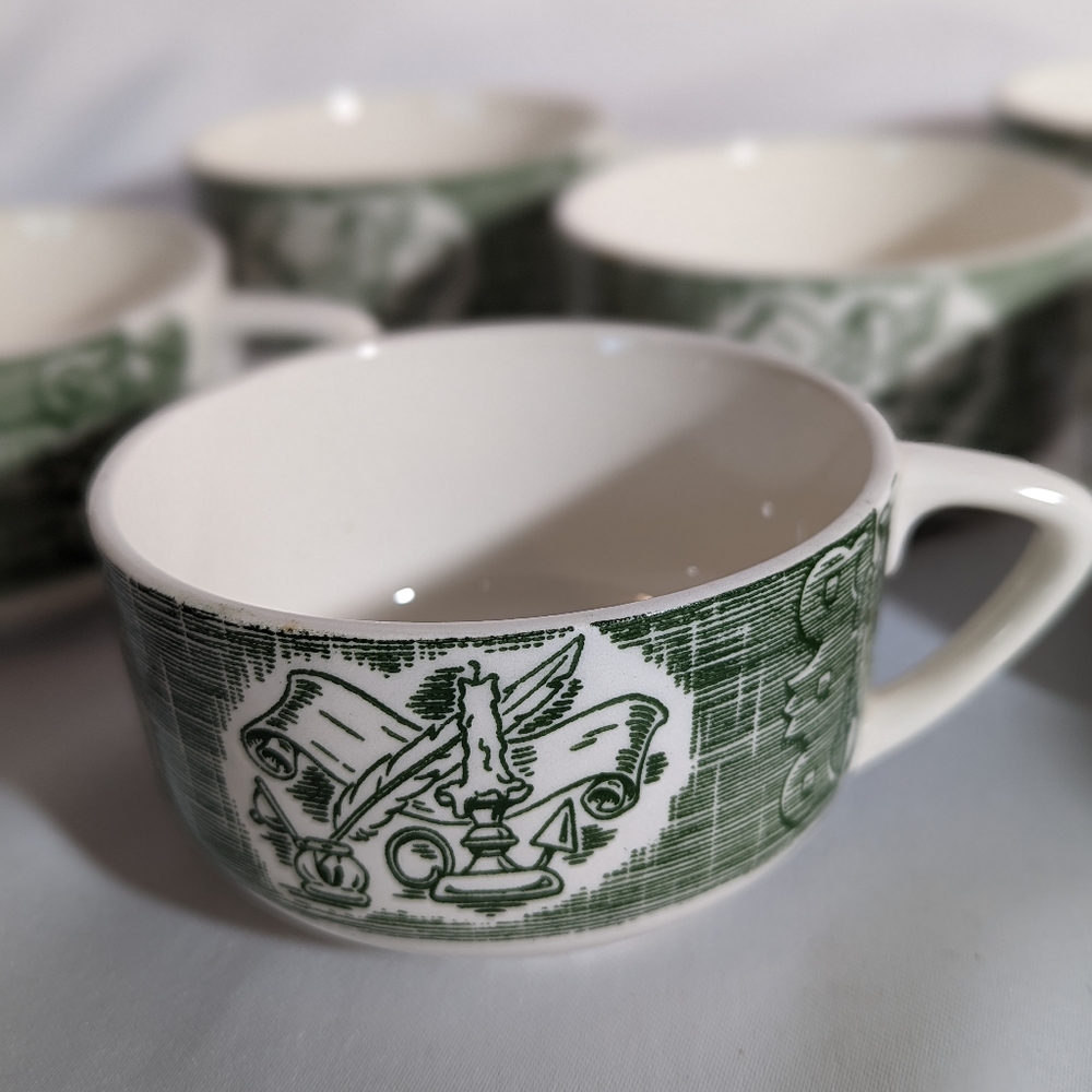Lot Of 8 Royal China The Old Curiosity Shop Teacups 1950's green steampunk